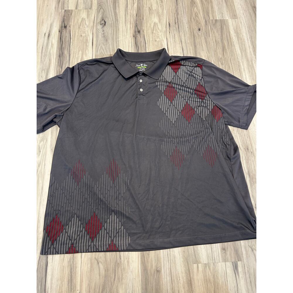DAVID TAYLOR Pro Performance Men’s Wicking Polo/Golf Shirt Size 3XL Gray argyle